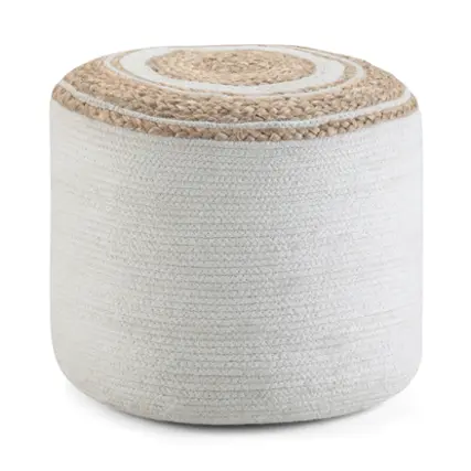Simpli Home - Serena Round Braided Pouf - Natural