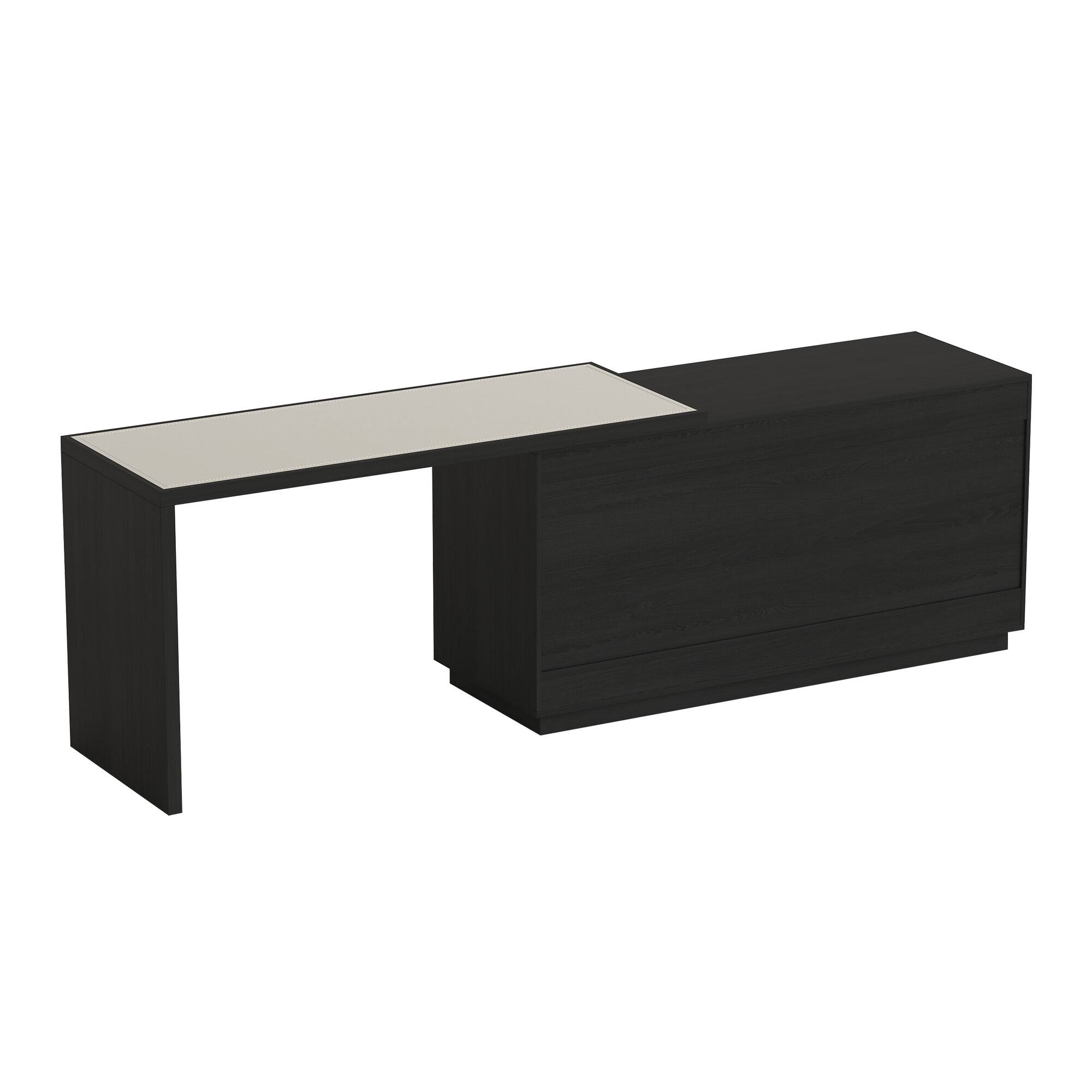 Alt View 8. luck idea - Modern Extendable Rotating L-Shaped Desk with 6 Drawers, Reversible Home Office Computer Desk - Black.