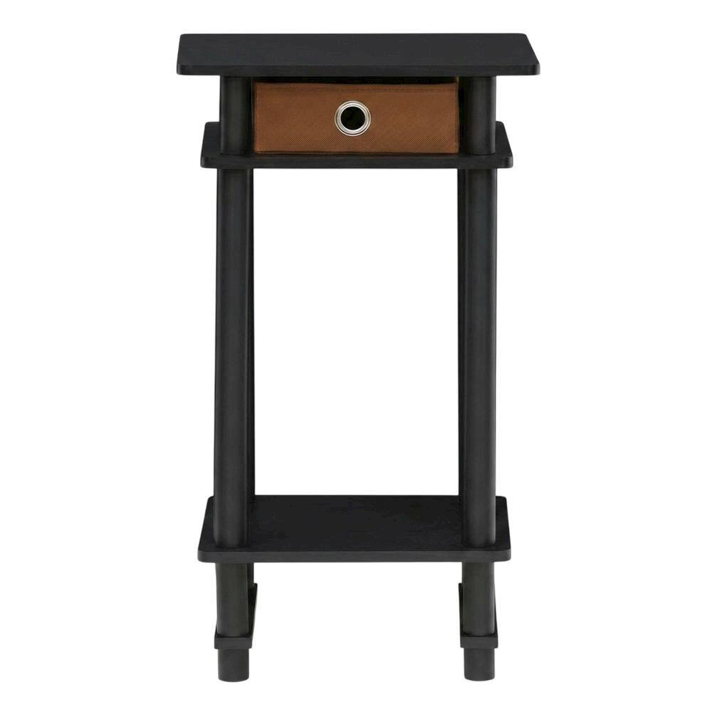 Back. FurniFact - Espresso/Brown Tall End Tables with Storage Bins - Set of 2 - Espresso/Brown.