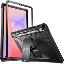 Fintie - Shockproof Case for Samsung Galaxy Tab S10 Lite/S10 FE/S9 FE/S9, Tuatara Rugged Hybrid Cover, Built-in Screen Protector - Black