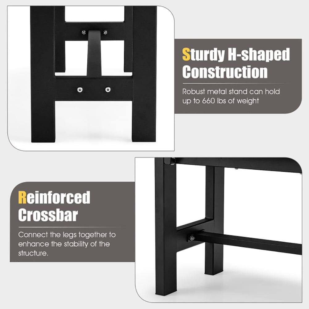 Sturdy H-shaped Construction  
Robust metal stand can hold up to 660 lbs of weight  

Reinforced Crossbar  
Connect the legs together to enhance the stability of the structure.