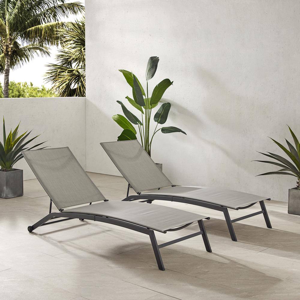 Alt View 6. Crosley Furniture - Weaver 2-Piece Outdoor Chaise Lounge Set - 2 Lounge Chairs - Light Gray.