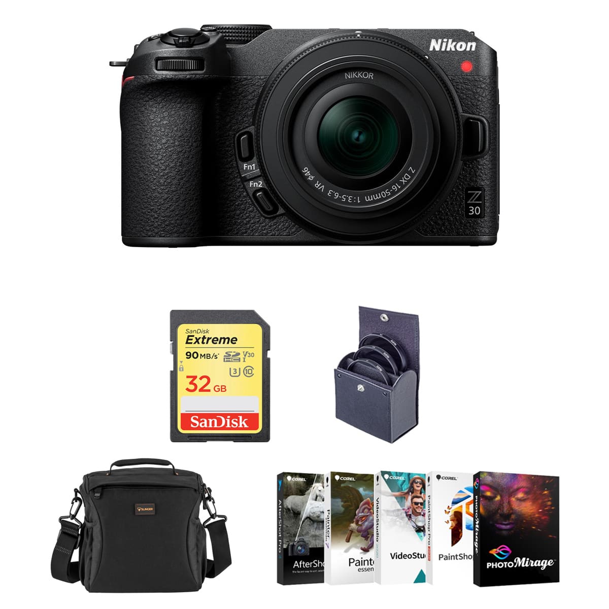 Bundle - Nikon - Z 30 DX-Format Mirrorless Camera with 16-50mm Lens, with Corel PC Photo & Video Editing Software Suite,
