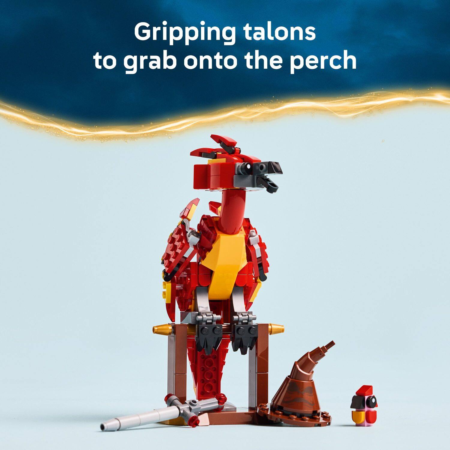 Gripping talons to grab onto the perch