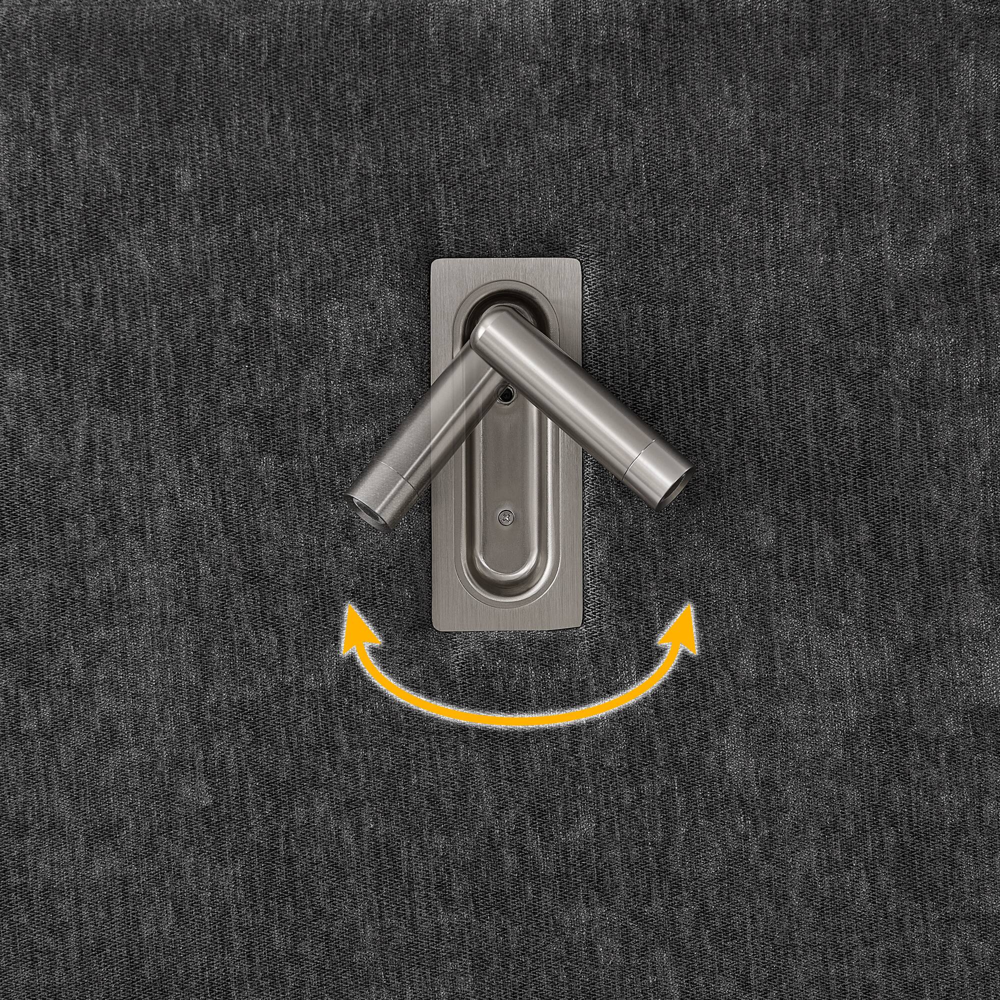 Back. Anysun - King Chenille Upholstered Platform Bed with Pleated Design & Headboard - Solid Frame, Side Table, No Box Spring Needed - Grey.