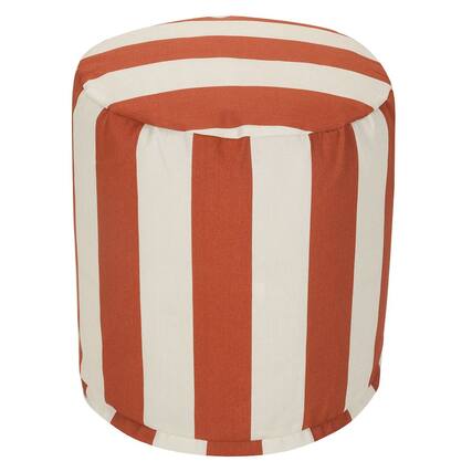 Front. Majestic Home - Pouf Vertical Stripe Burnt Orange - Orange.
