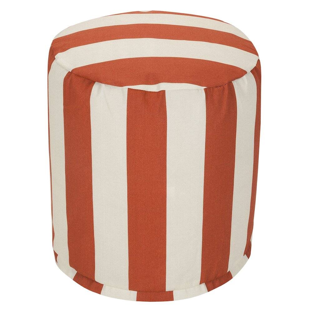 Front. Majestic Home - Pouf Vertical Stripe Burnt Orange - Orange.