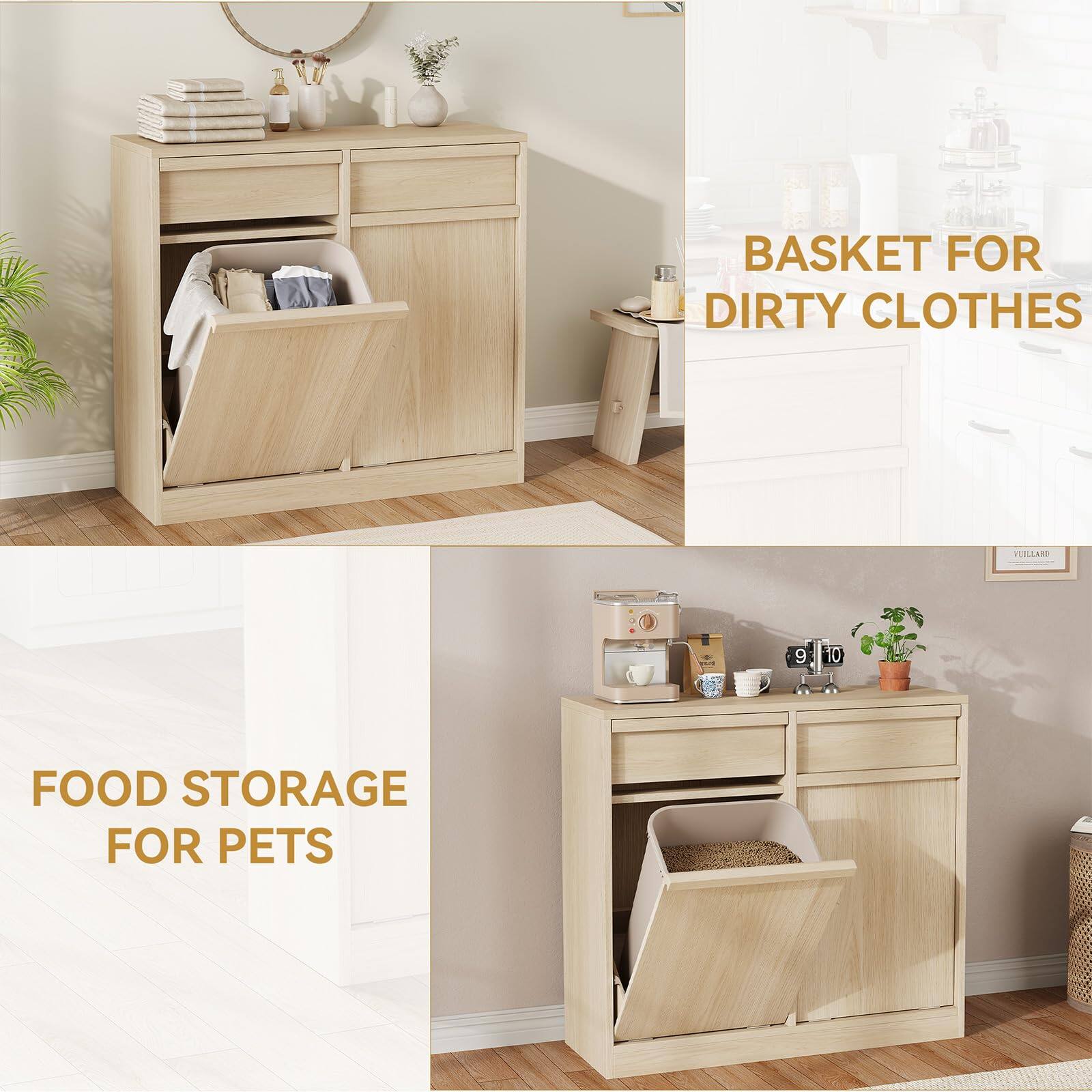 BASKET FOR DIRTY CLOTHES  
FOOD STORAGE FOR PETS