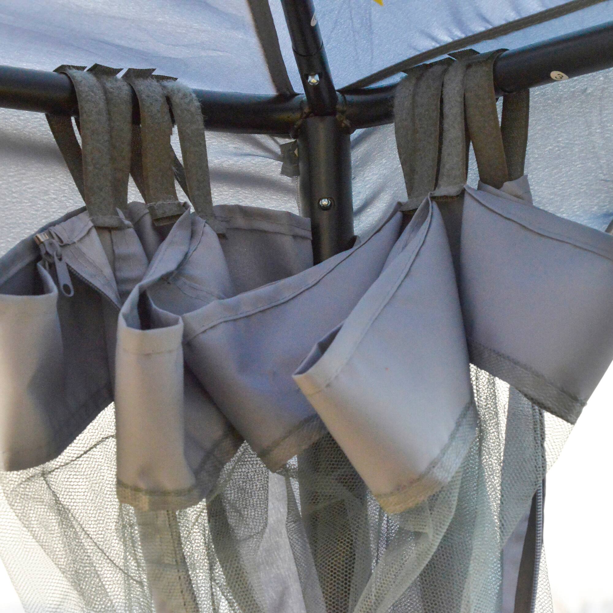 Alt View 5. Outsunny - 9.6' x 9.6' Patio Gazebo, Outdoor Canopy Shelter with 2-Tier Roof and Netting, Steel Frame for Garden, Lawn - Grey.