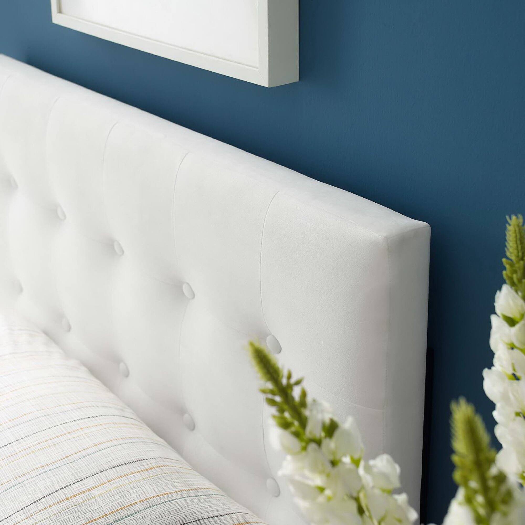Alt View 3. Modway - Emily Biscuit Tufted Performance Velvet Twin Headboard by Modway - White.