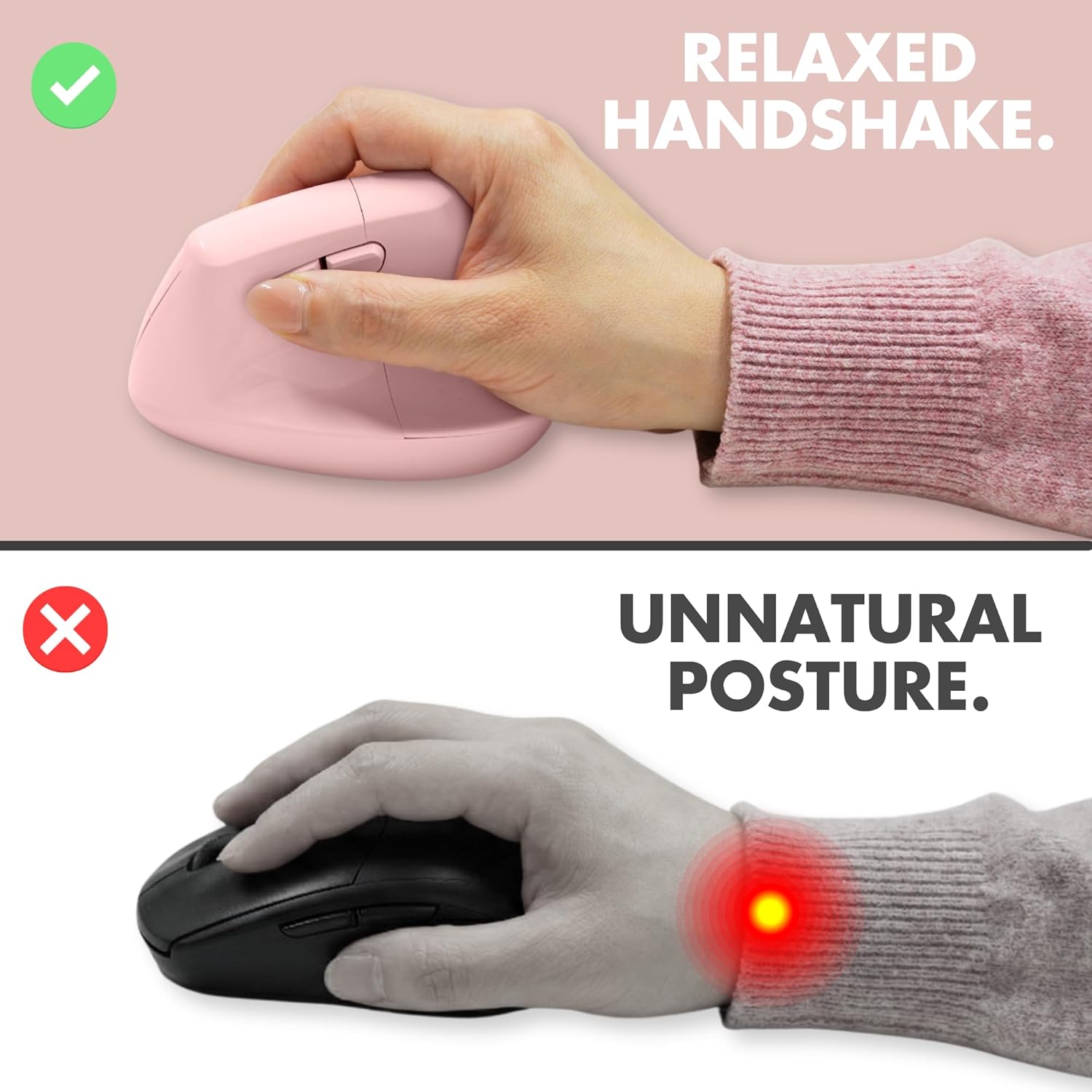 RELAXED HANDSHAKE.

UNNATURAL POSTURE.