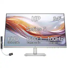 HP - Series 5 24'' FHD IPS Monitor with 5ms Response Time, Anti-Glare, Flicker Free, HDMI & DKZ Hub, Color - Black/Silver