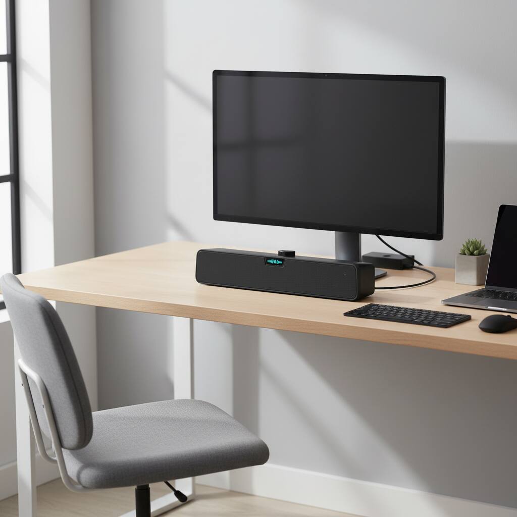 Alt View 3. Dazzed Corner - USB Soundbar for PC/Mac, RGB Computer Speakers with HD Stereo & Bass - Black.