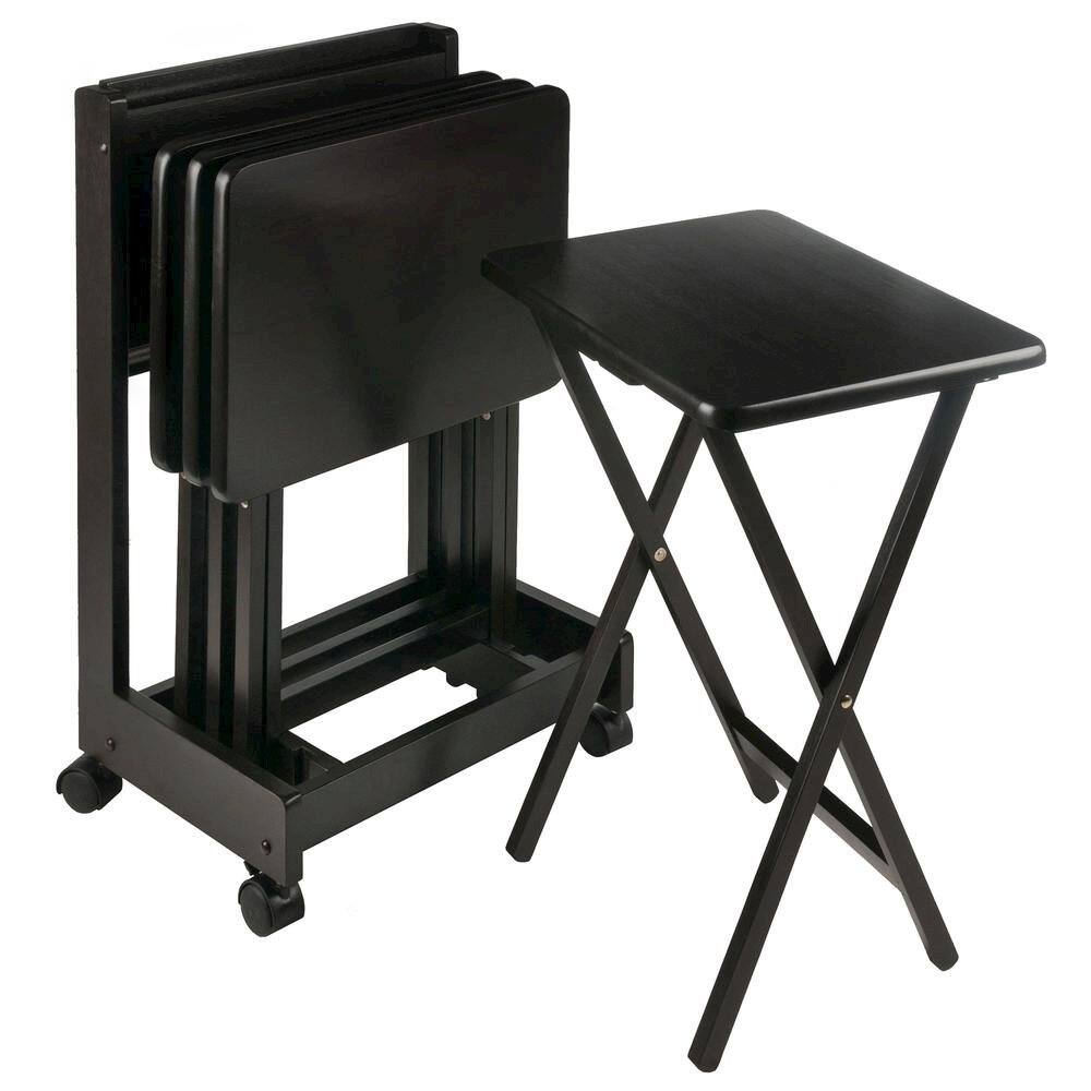 Alt View 2. FurniFact - Coffee color Solid Wood TV Trays – Folding Snack Tables for Eating and Serving - Coffee.
