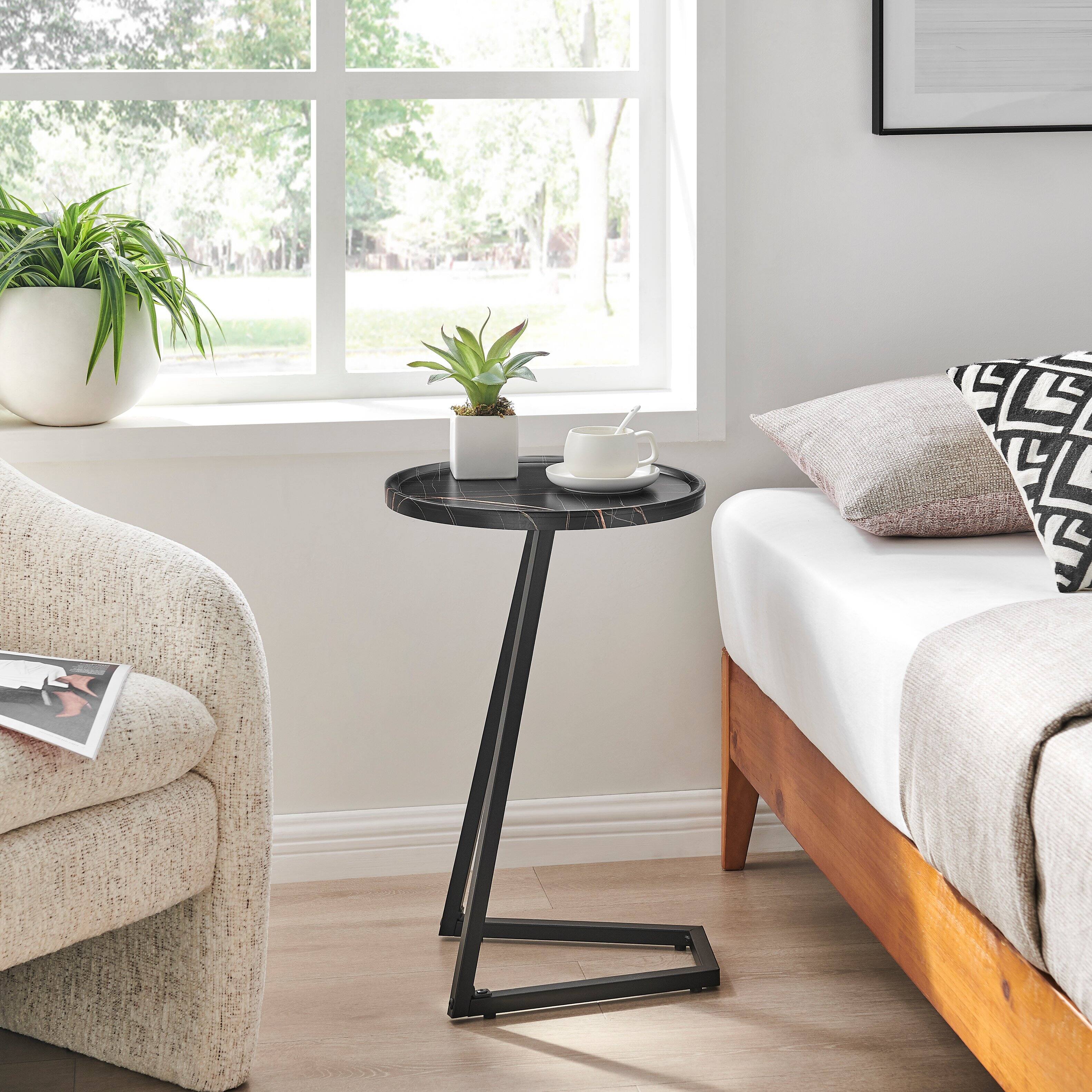 Left. Danya B - Addison Couch-Side Accent C-Table - Black Marble/Black - Black Marble/Black.