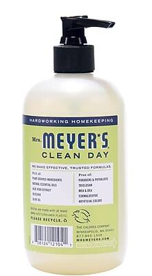 HARDWORKING HOMEKEEPING  
Mrs. MEYER'S CLEAN DAY  

WE MAKE EFFECTIVE, TRUSTED FORMULAS  

PURE ESSENTIAL OILS  
FRAGRANCES & PHENOLICS  
NO SYNTHETIC DYES  
NO ANIMAL TESTING  
NO ANIMAL INGREDIENTS  
NO PARABENS  
NO SULFATES  
NO PHOSPHATES  
NO ARTIFICIAL COLORS  

PLEASE RECYCLE  

THE CALIFORNIA COMPANY  
MINNEAPOLIS, MN 55411  
877.886.5108  
MRSMEYERS.COM  

08124 12104