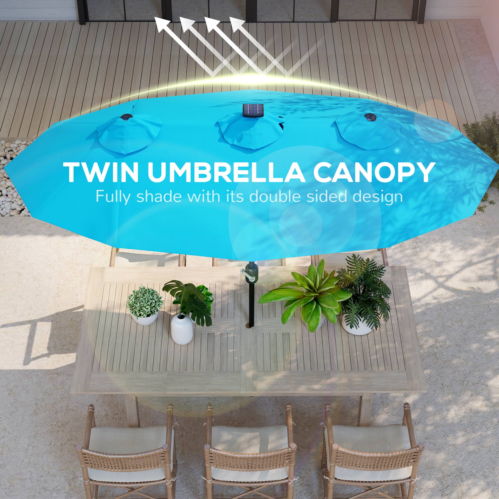 TWIN UMBRELLA CANOPY  
Fully shade with its double sided design
