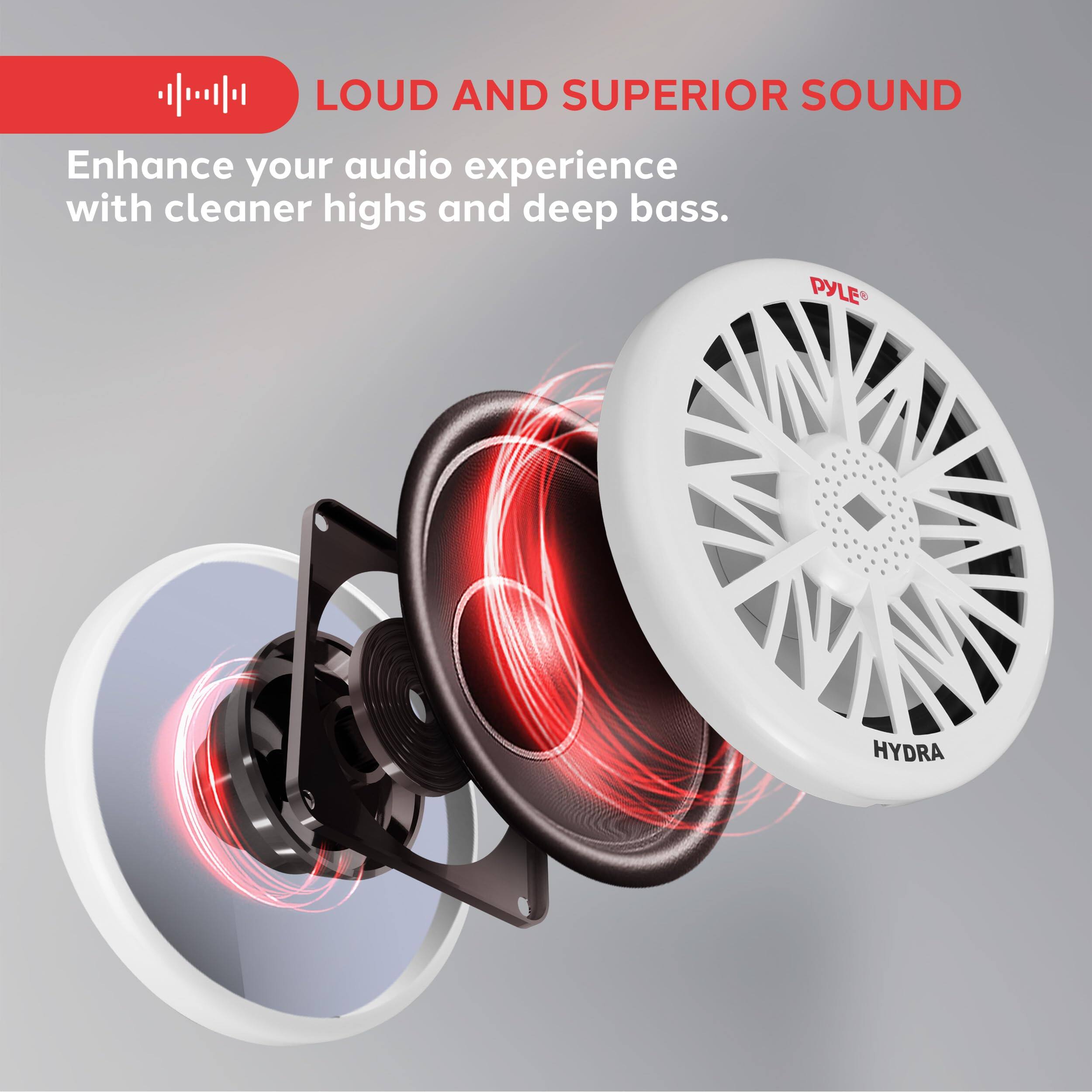 LOUD AND SUPERIOR SOUND

Enhance your audio experience with cleaner highs and deep bass.

PYLE HYDRA