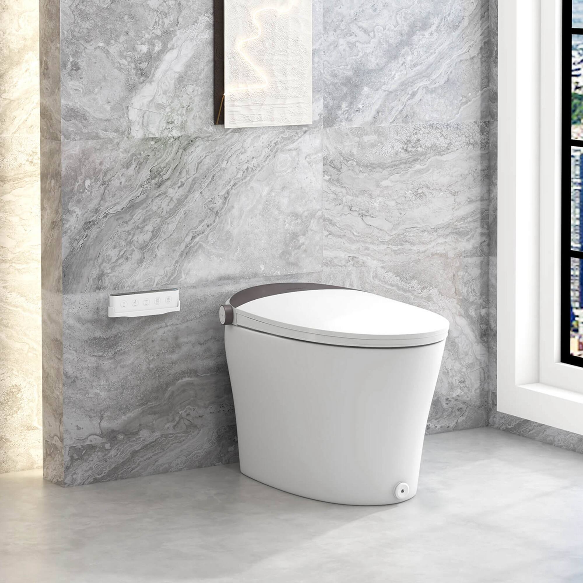 Alt View 13. Costway - Smart Toilet with Adjustable Heated Seat Dryer Night Light Auto Open/Close - White.