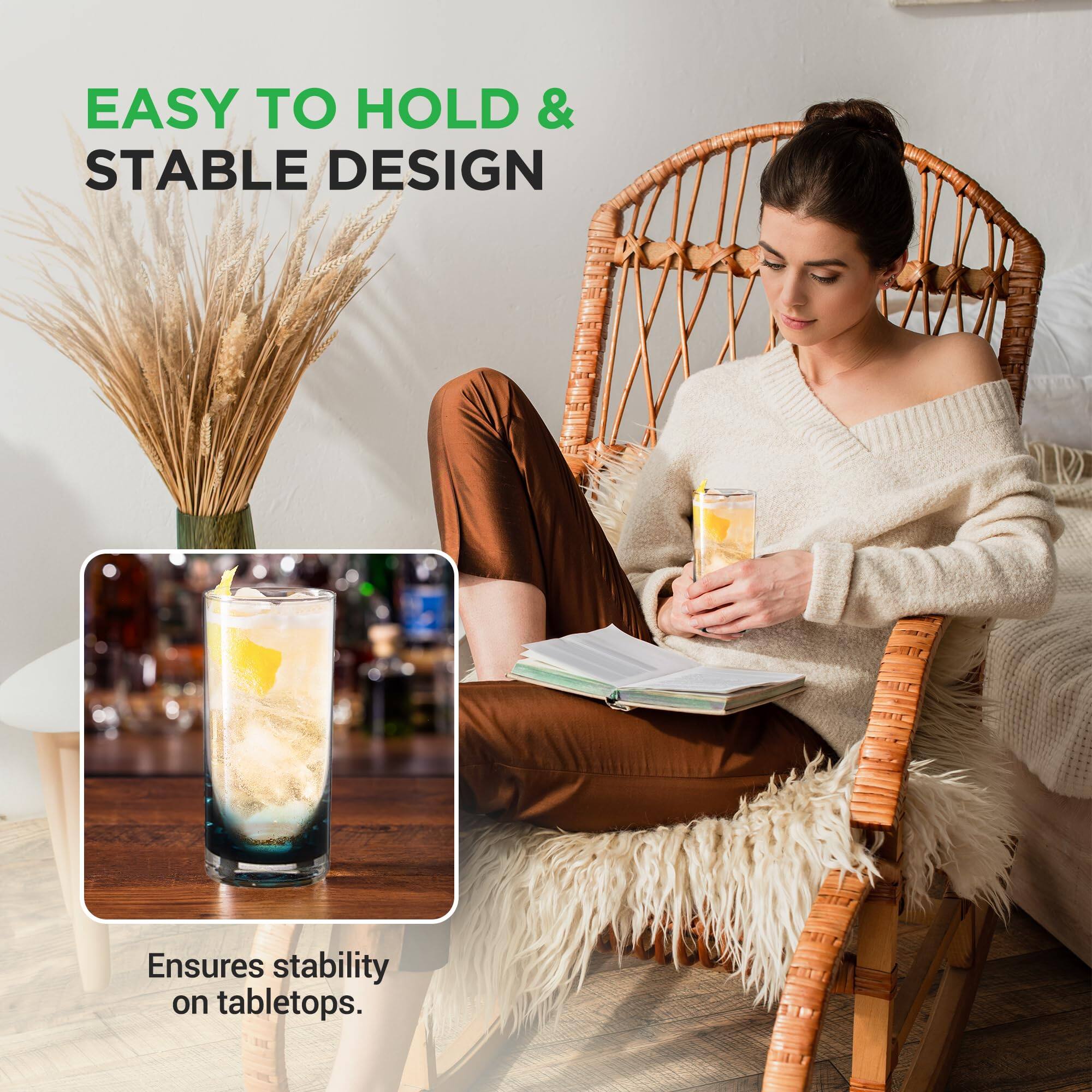 EASY TO HOLD & STABLE DESIGN  
Ensures stability on tabletops.