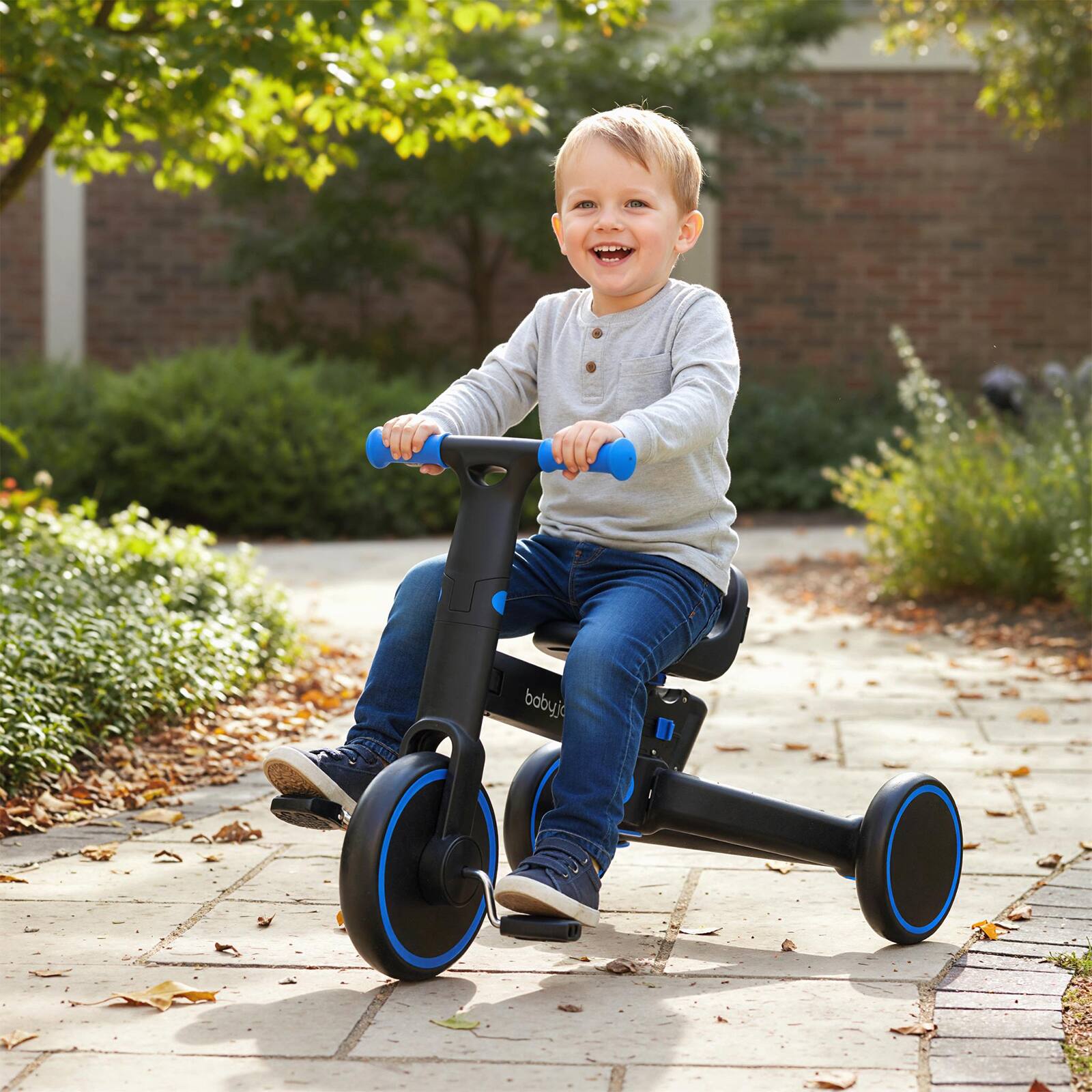 Alt View 3. Gymax - Gymax Toddler Tricycle w/Push Handle Adjustable Seat Removable Pedal EVA Foam Wheels Navy - Blue.