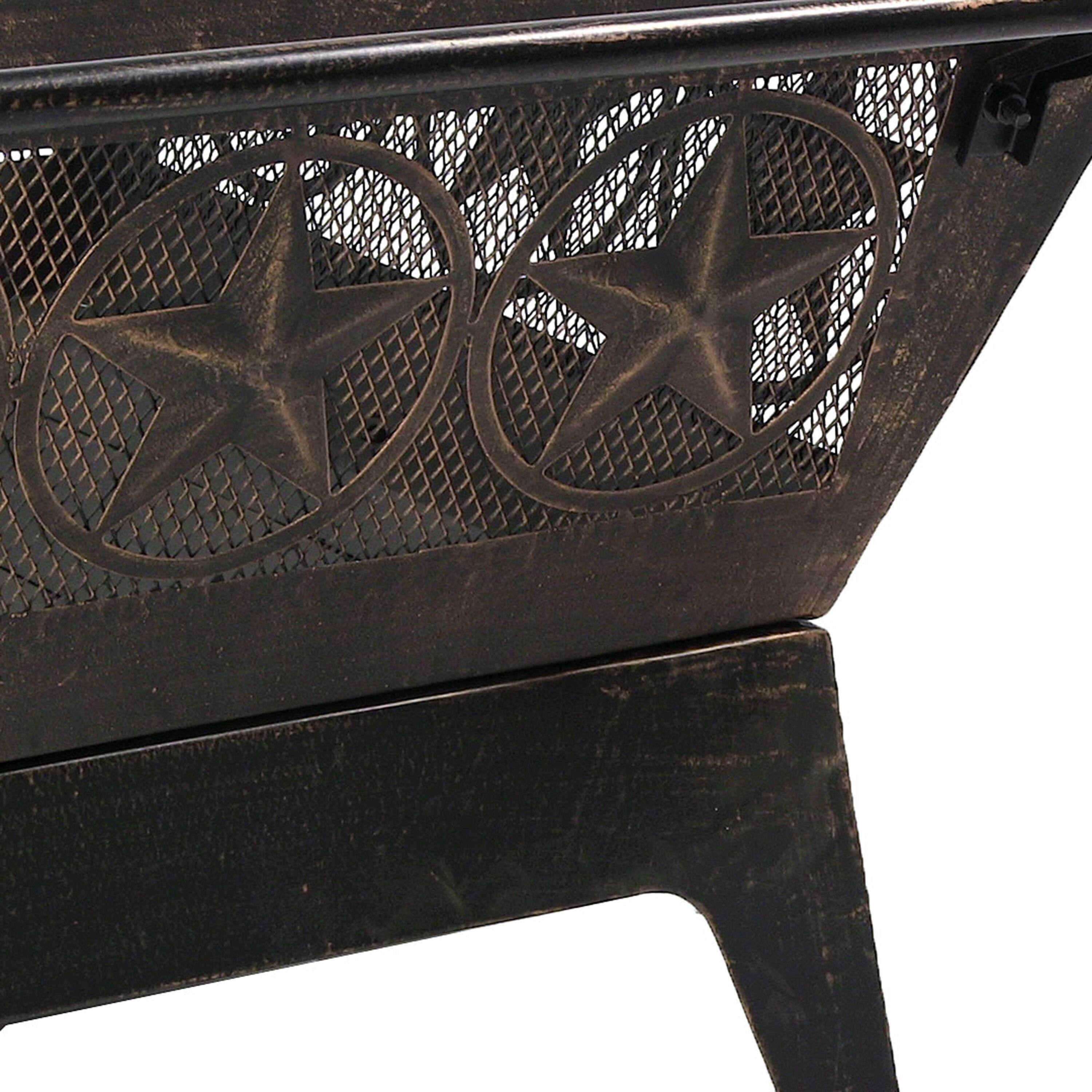 Alt View 9. Sunnydaze - 32 in Northern Galaxy Steel Fire Pit with Grate, Screen and Poker - Bronze.