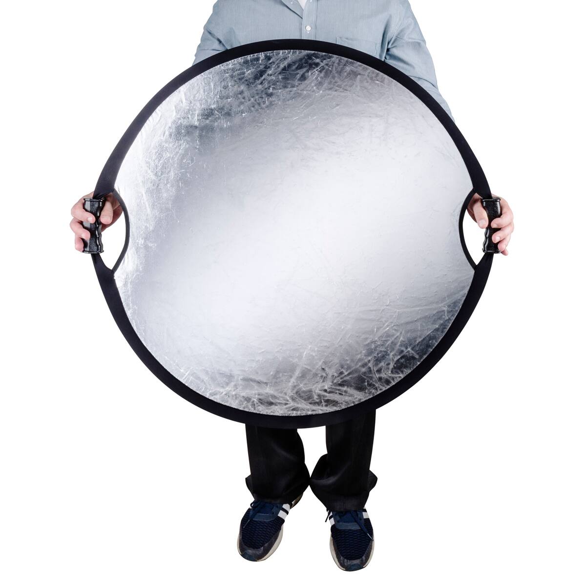 Alt View 3. Glow - Glow Circular Collapsible Reflector with Handles (32", Silver/White).