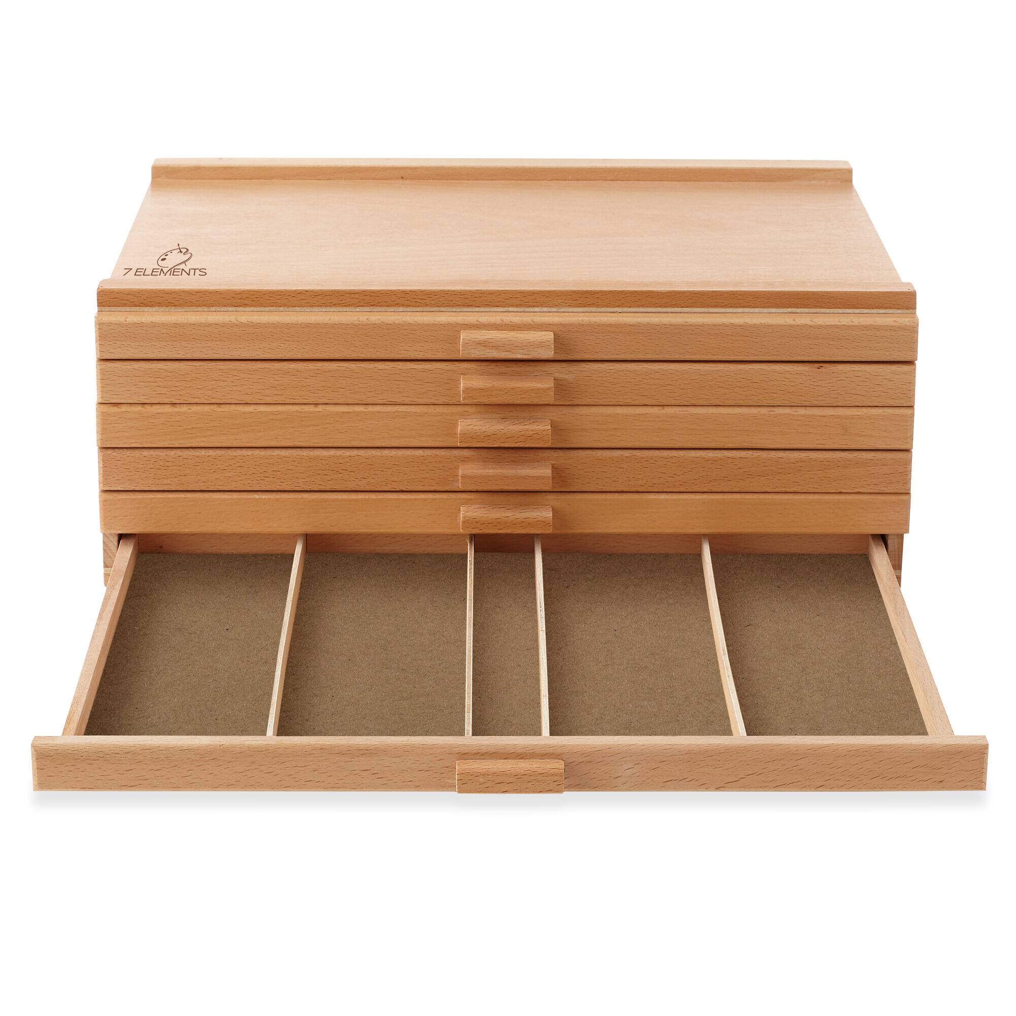 7 Elements Multi Drawer Beechwood Artist Storage Supply Box Natural ...