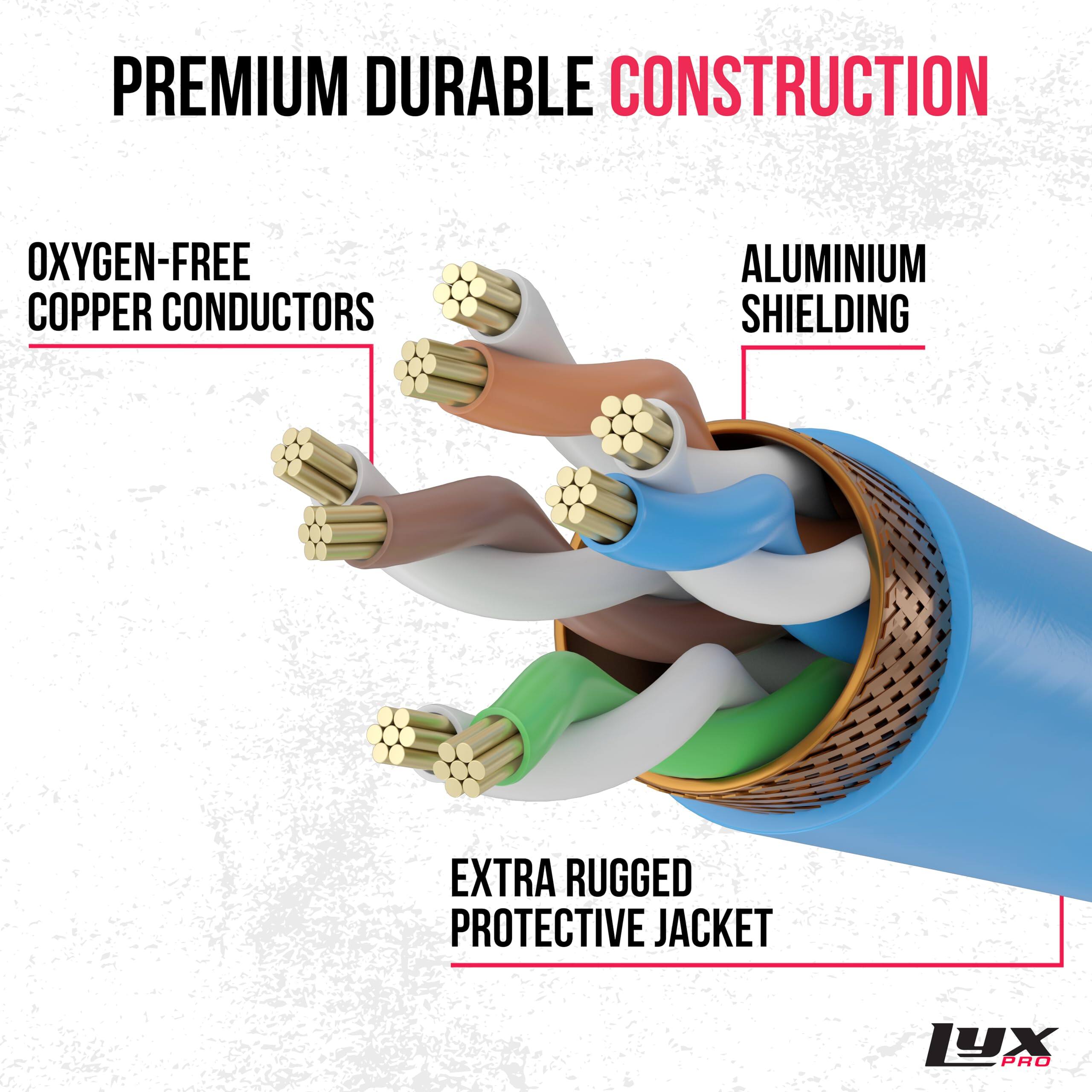 Lyxpro Shielded Cat6 Cable, RJ45 Ethercon Cable Male to Male, 200