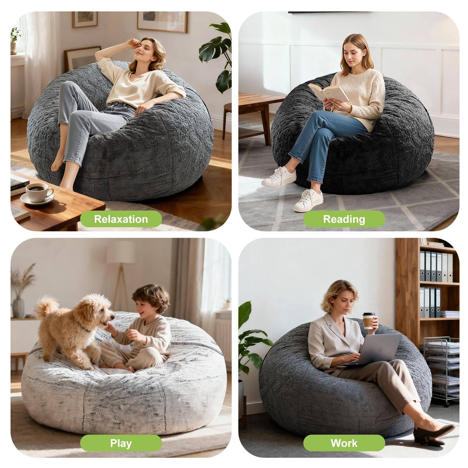 Relaxation  
Reading  
Play  
Work