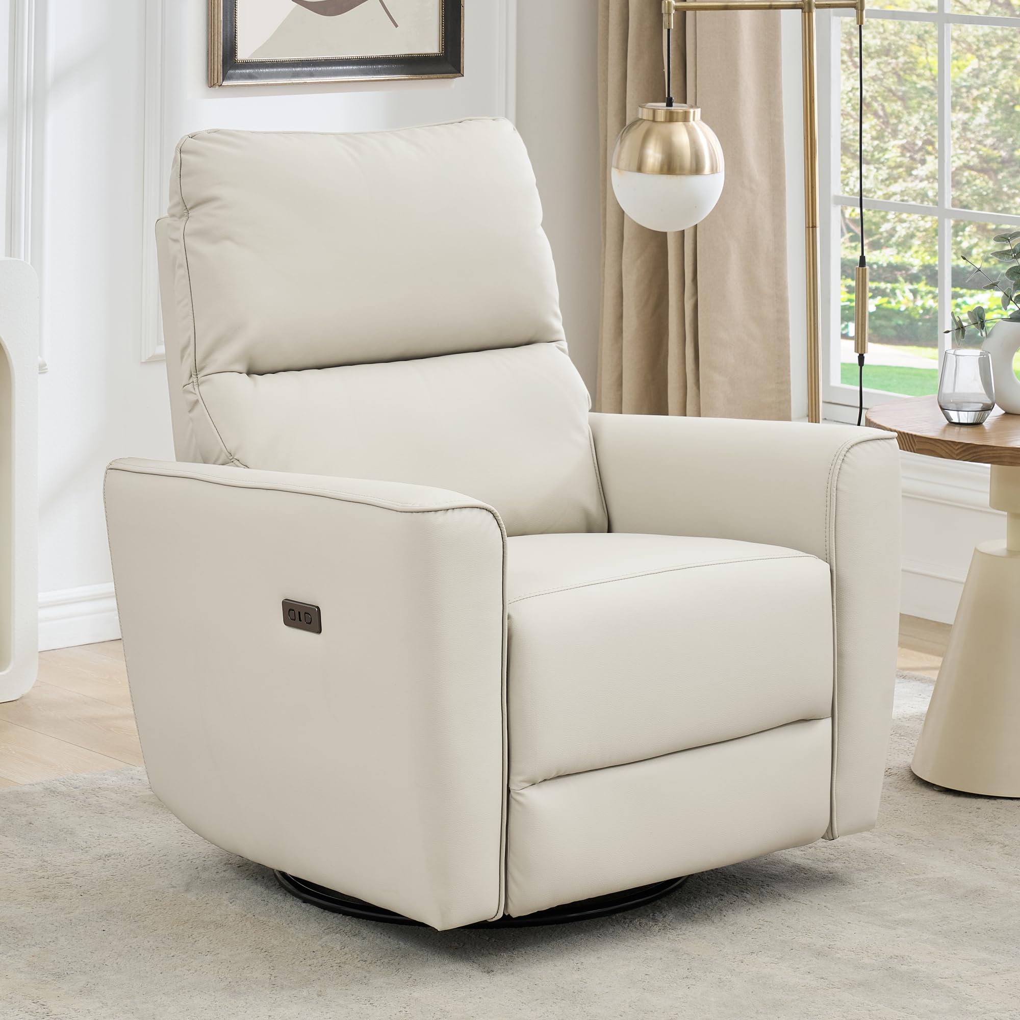 Alt View 4. Babevy - Power Recliner Chair, Swivel Nursery Recliner Chair, Faux Leather Upholstered Sofa Chair with Charging Port - Beige.