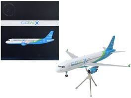 GeminiJets - Airbus A320 Commercial Aircraft GlobalX Airlines Tail Gemini 200 Series 1/200 & Airplane - White with Blue and Green