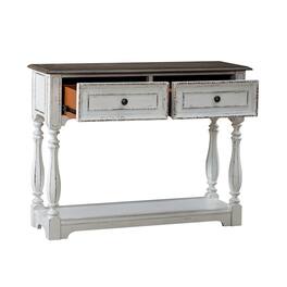 Liberty Furniture Industries - Manor 42 Inch Hall Console Table Storage - Antique White & Weathered Bark