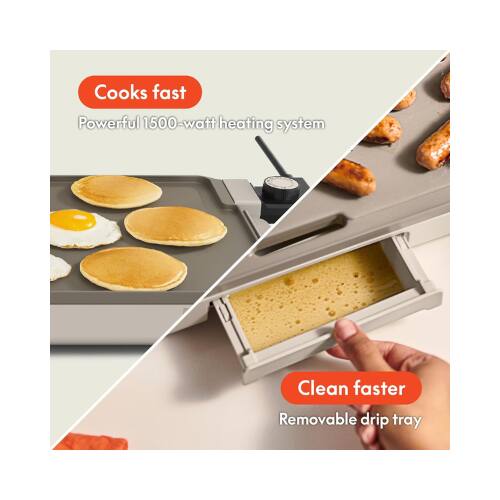 Cooks fast  
Powerful 1500-watt heating system  

Clean faster  
Removable drip tray