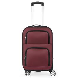 Oumilen - 20 Inch Oxford Softside Carry On – Lightweight Suitcase with 3-Digit Lock & Silent Spinner Wheels - Red