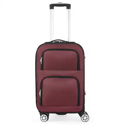 Front. Oumilen - 20 Inch Red Oxford Softside Carry On – Lightweight Suitcase with 3-Digit Lock & Silent Spinner Wheels - Red.