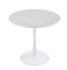 Front. LeisureMod - Bello 35 Inch Outdoor Metal Dining Table with Black Base, Weather-Resistant Patio Bistro Furniture - White.