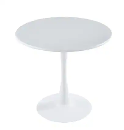 Front. LeisureMod - Bello 35 Inch Outdoor Metal Dining Table with Black Base, Weather-Resistant Patio Bistro Furniture - White.