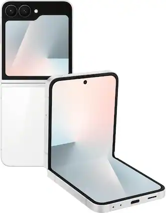 Front. Samsung - Pre-Owned Excellent Galaxy Z Flip 7 FE 5G 256GB - White - (Unlocked) - White.