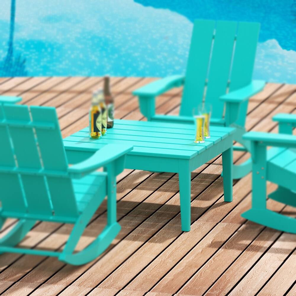 Angle. WestinTrends - WestinTrends Ashore Outdoor Patio Modern Adirondack Conversation Table - Turquoise.