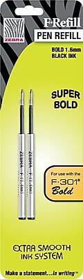 Zebra - Pen F Ballpoint Pen Refill, Extra Bold Tip, 2/Pk - Black