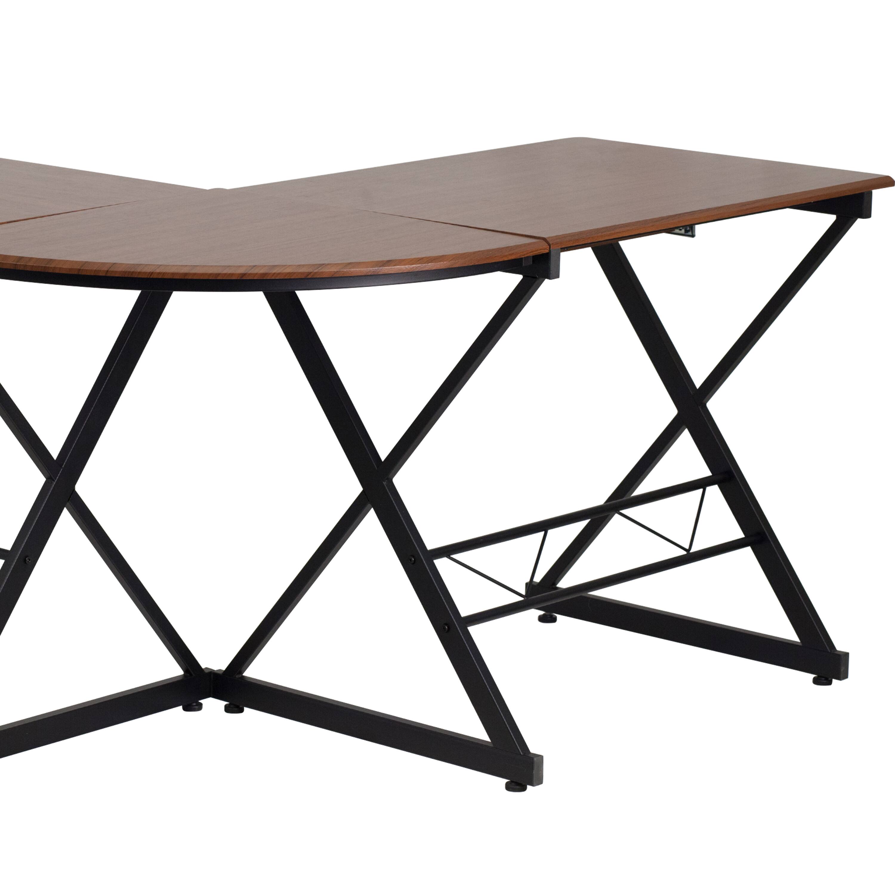 Alt View 9. Emma + Oliver - Laminate L-Shape Computer Desk with Pull-Out Keyboard Tray - Teakwood.