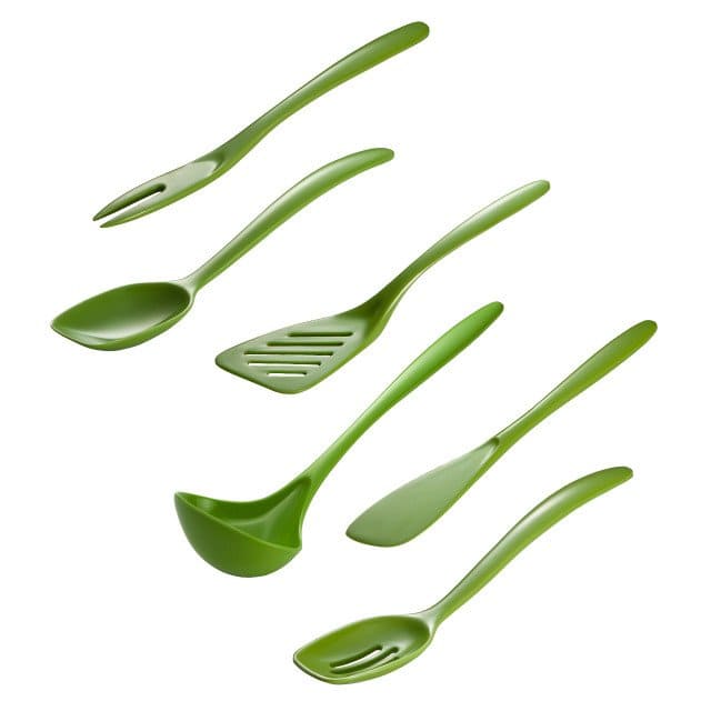 Hutzler - 6 Piece Melamine Mini 7.5 Inch Cooking Utensil Set - Green