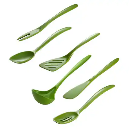 Front. Hutzler - 6 Piece Melamine Mini 7.5 Inch Cooking Utensil Set - Green - Green.