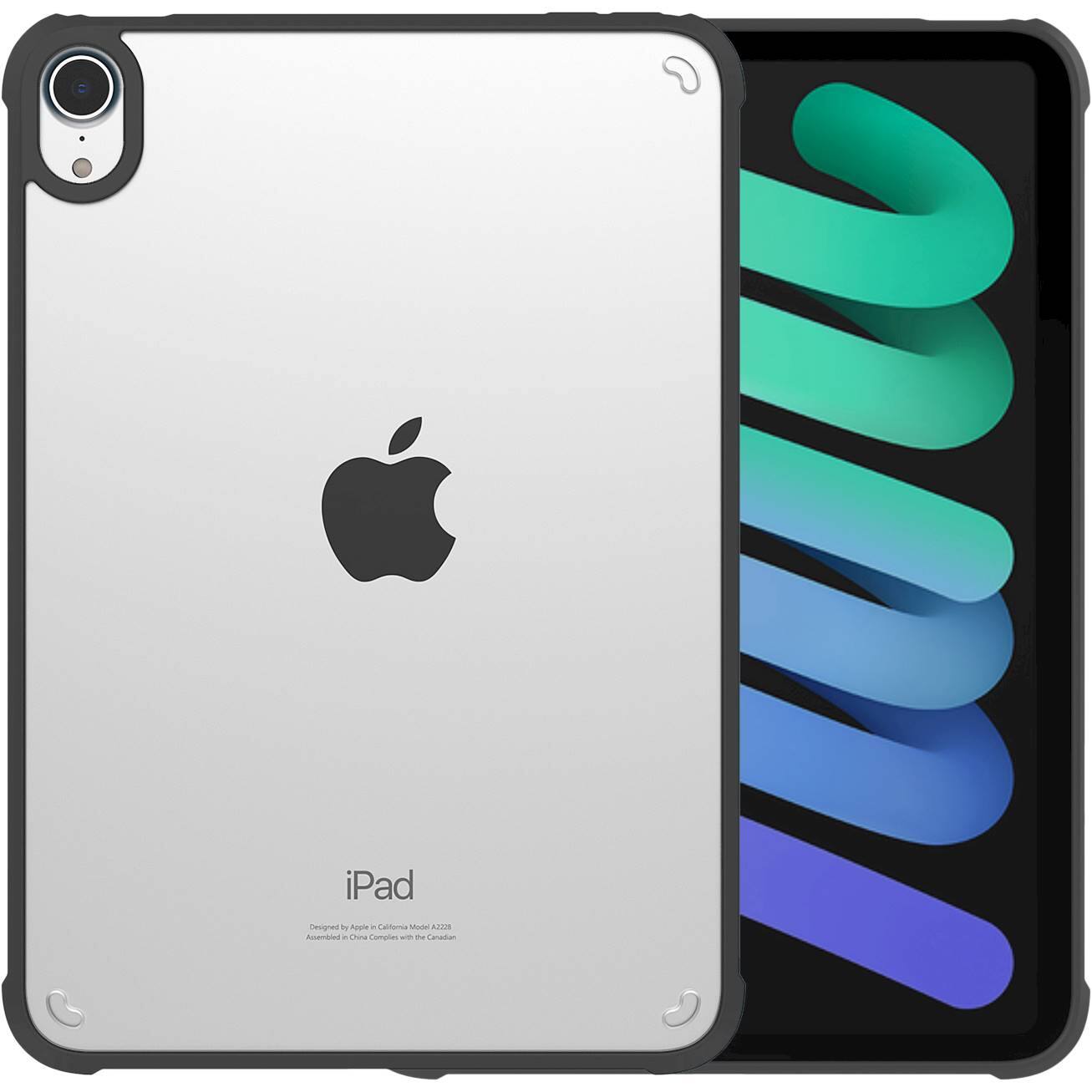 Alt View 11. SaharaCase - Hybrid-Flex Series Case for Apple iPad mini (A17 Pro) and Apple iPad mini (6th Generation 2021) - Clear Black.