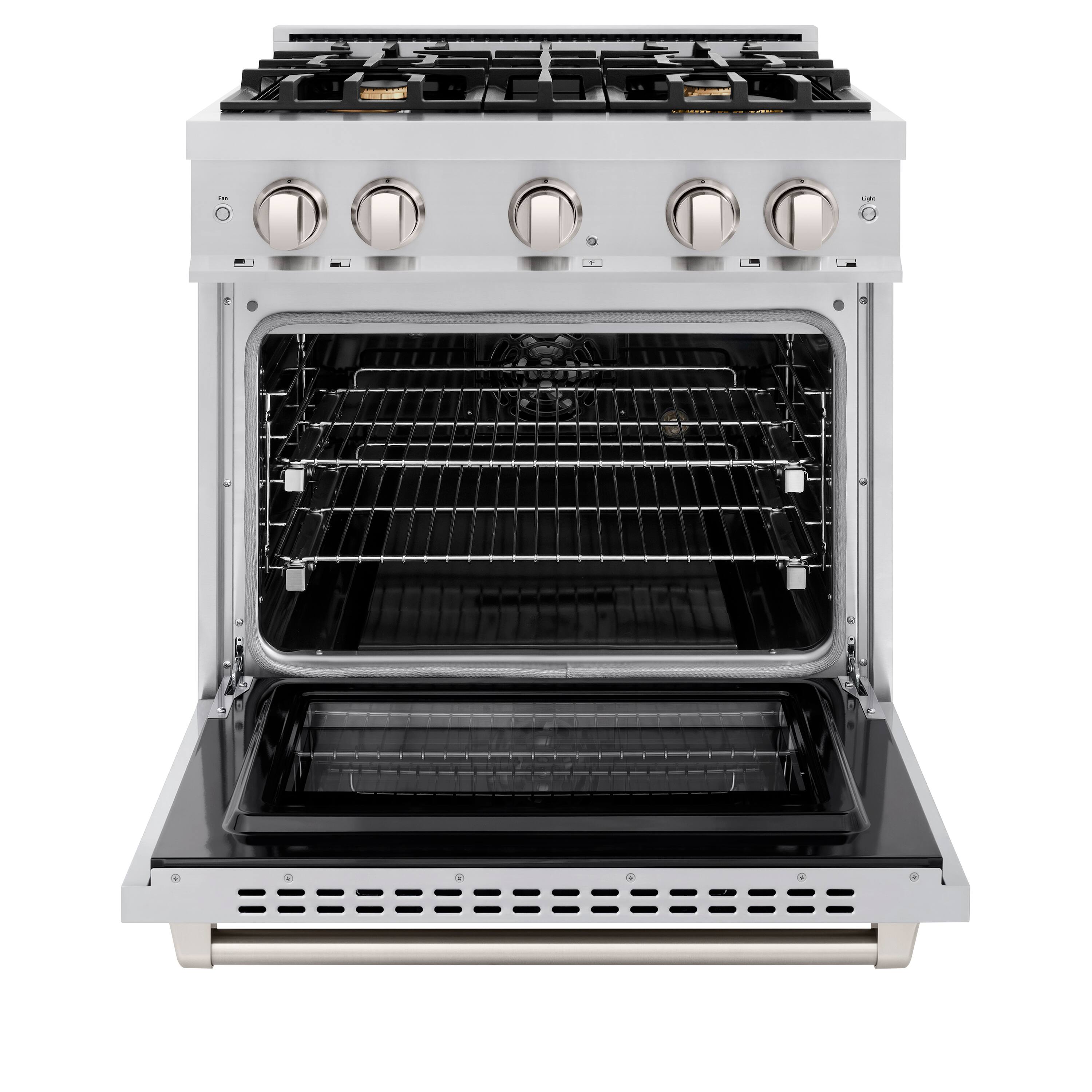 Alt View 1. ZLINE - ZLINE 30" Select Dual Fuel Stainless Steel Range w/ 4 Brass Burners & Convection Oven (HDR-BR-30) - Stainless Steel.