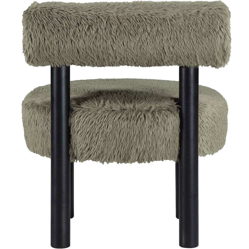 Alt View 2. Meridian Furniture - Ambre Green Vegan Shearling Fabric Upholstered Accent Chair - Black.