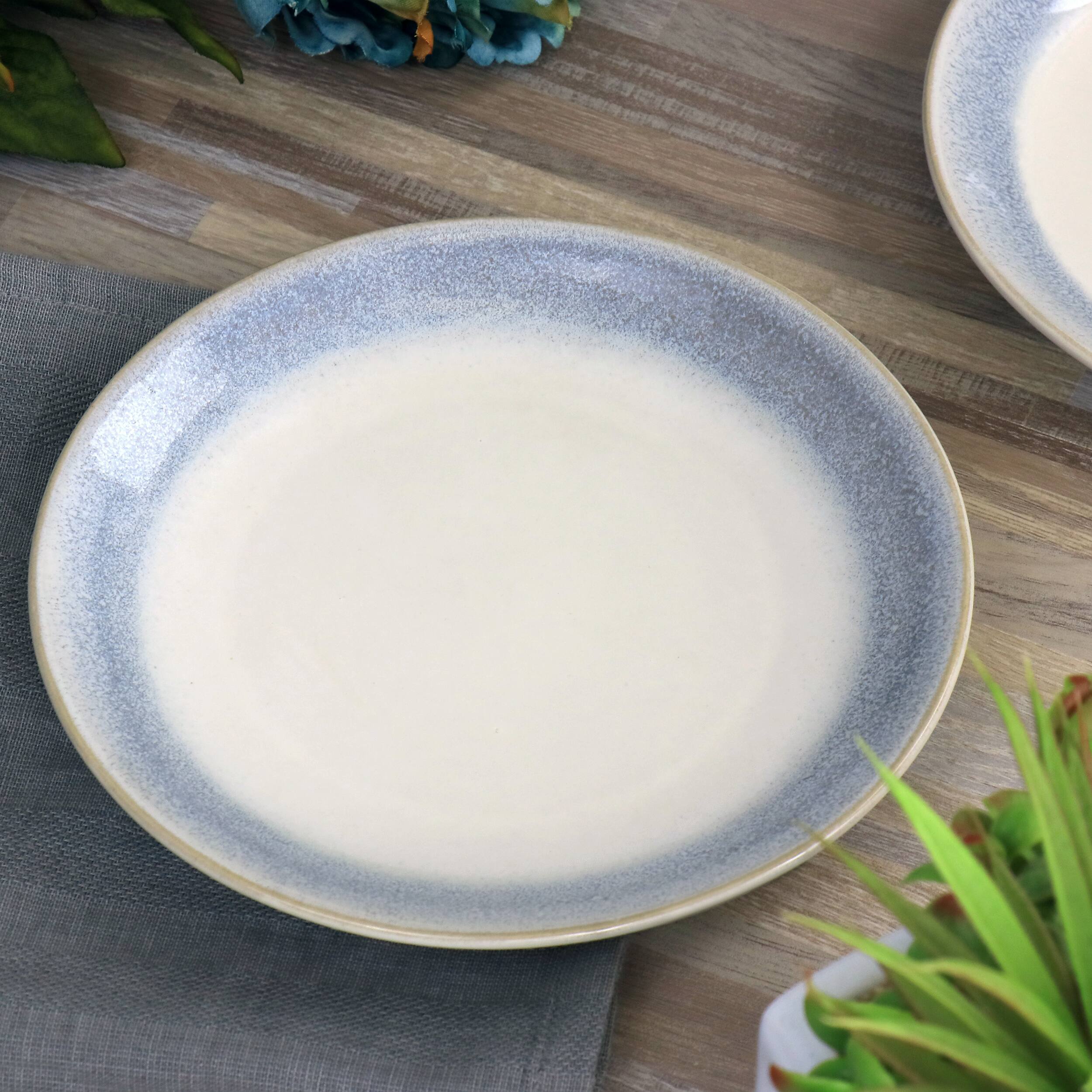 Alt View 5. Martha Stewart - Martha Stewart Blue Rim 8.25 Inch 6 Piece Stoneware Salad Plate Set in Blue - Blue.