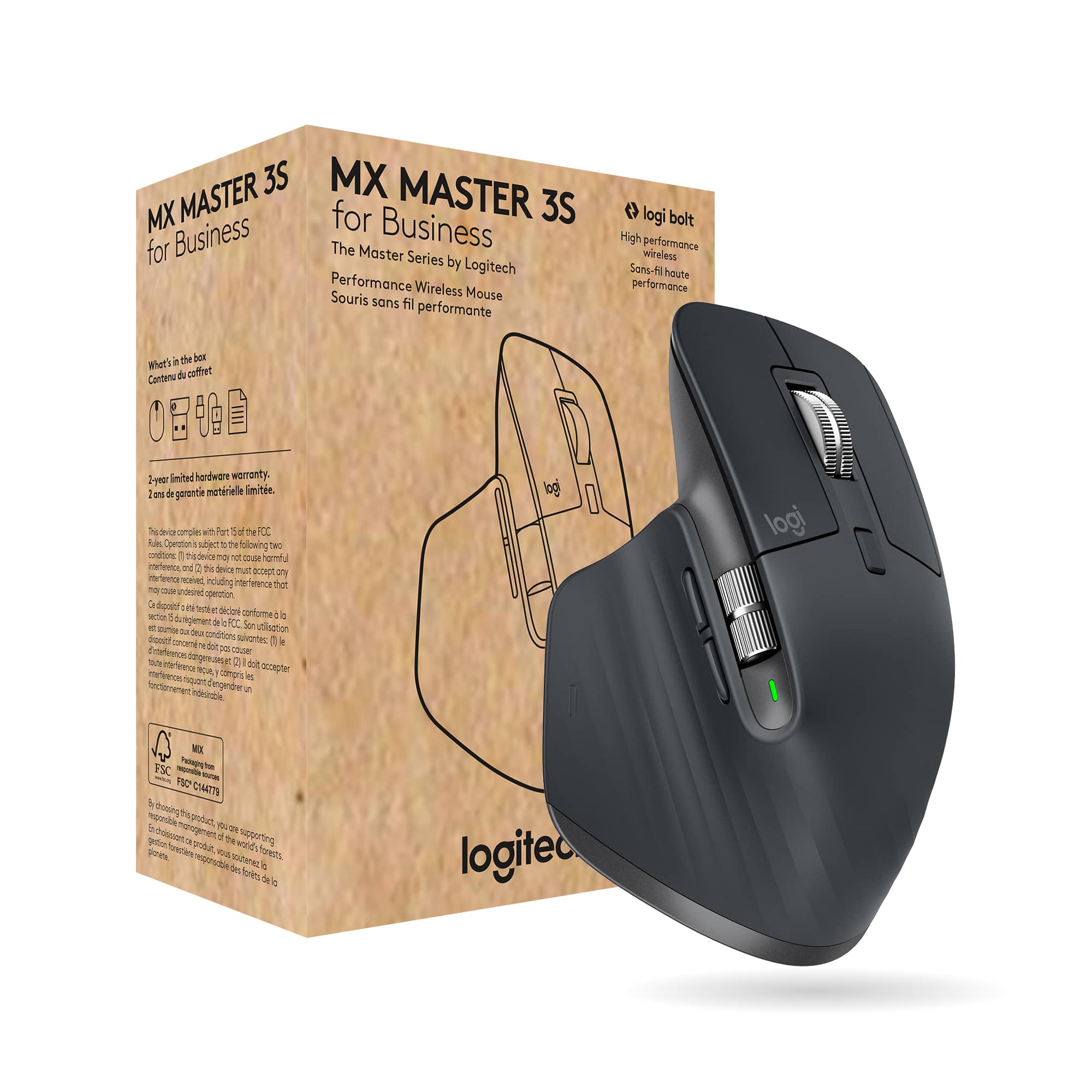 Logitech - MX MASTER 3S Bluetooth Edition for Business Performance Wireless Mouse - Wireless - Graphite - Front_Zoom