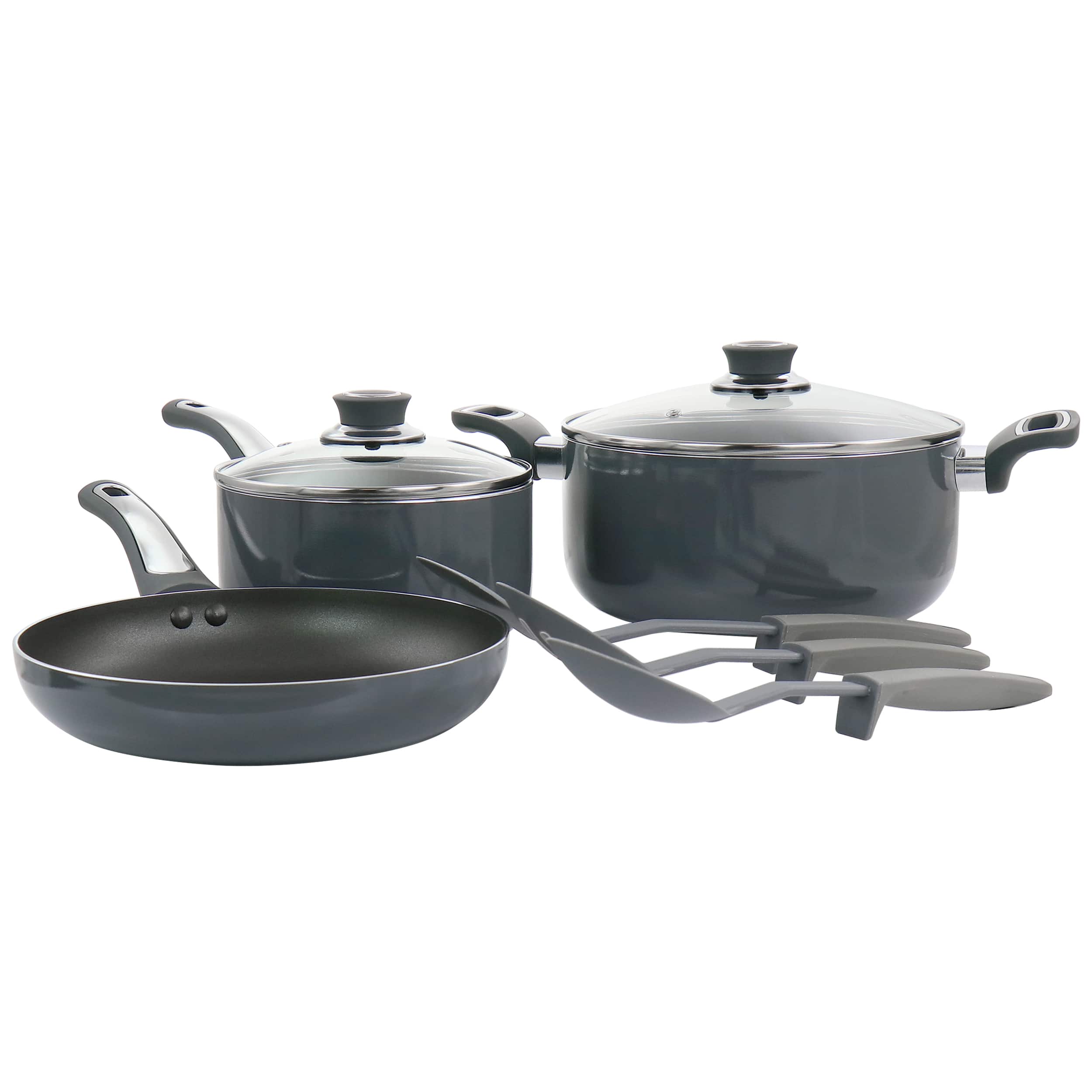 Oster - Legacy 8 Piece Aluminum Nonstick Cookware Set - Gray
